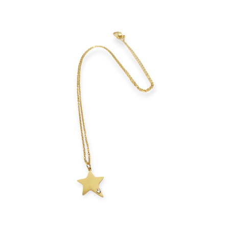 necklace steel gold star with strass1